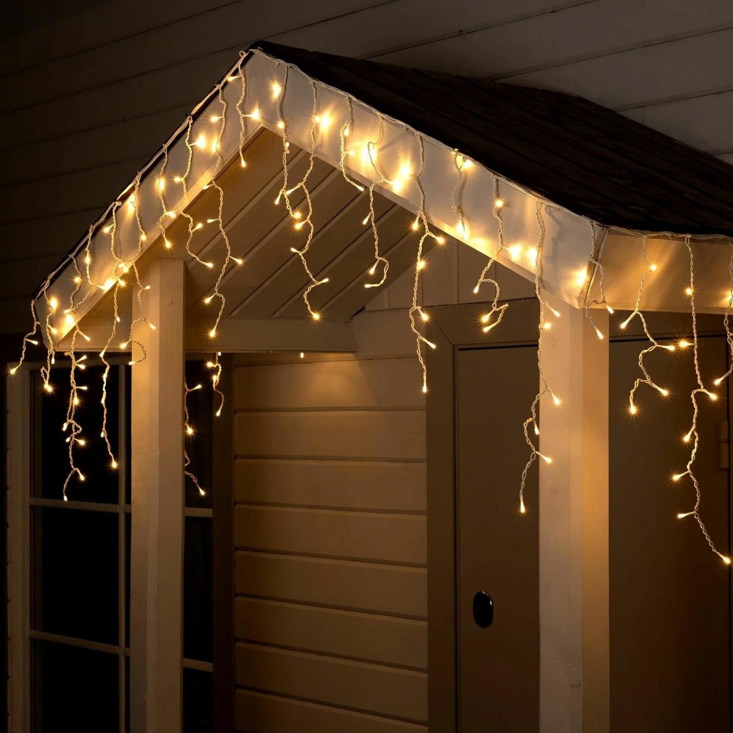 FGDECORJOIE Icicle Lights for Outdoor with White Wire 150 Count Incandescent 10 Feet Length Indoor/Outdoor, Patriotic Christmas Party Festival Bar