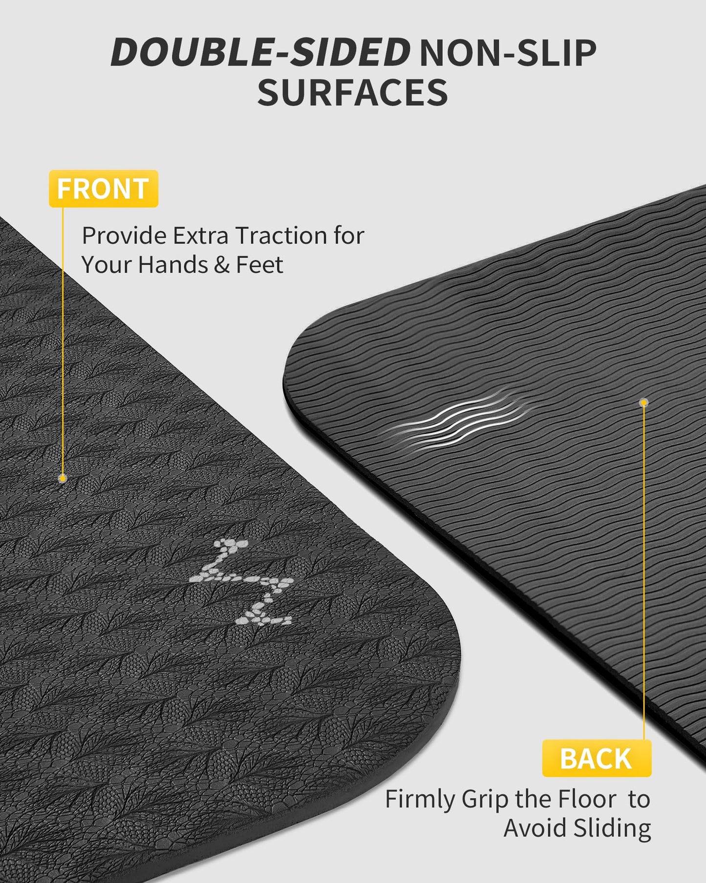 CAMBIVO Large Yoga Mat (6'x 4'), Extra Wide Workout Mat for Men and Women, 1/3 &1/4 Thick Exercise Fitness TPE Mat for Home Gym, Yoga, Pilates, Workout (Black),6mm
