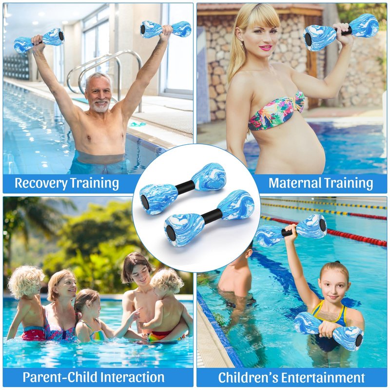 Camouflage Aquatic Dumbbells,2Pcs Foam Water Weights Aerobic Exercise Fitness Equipment Dumbbells, Pool Resistance Swimming Training for Adults/Kids/Men/Women Weight Loss, Beginner Swimming Training (Blue)