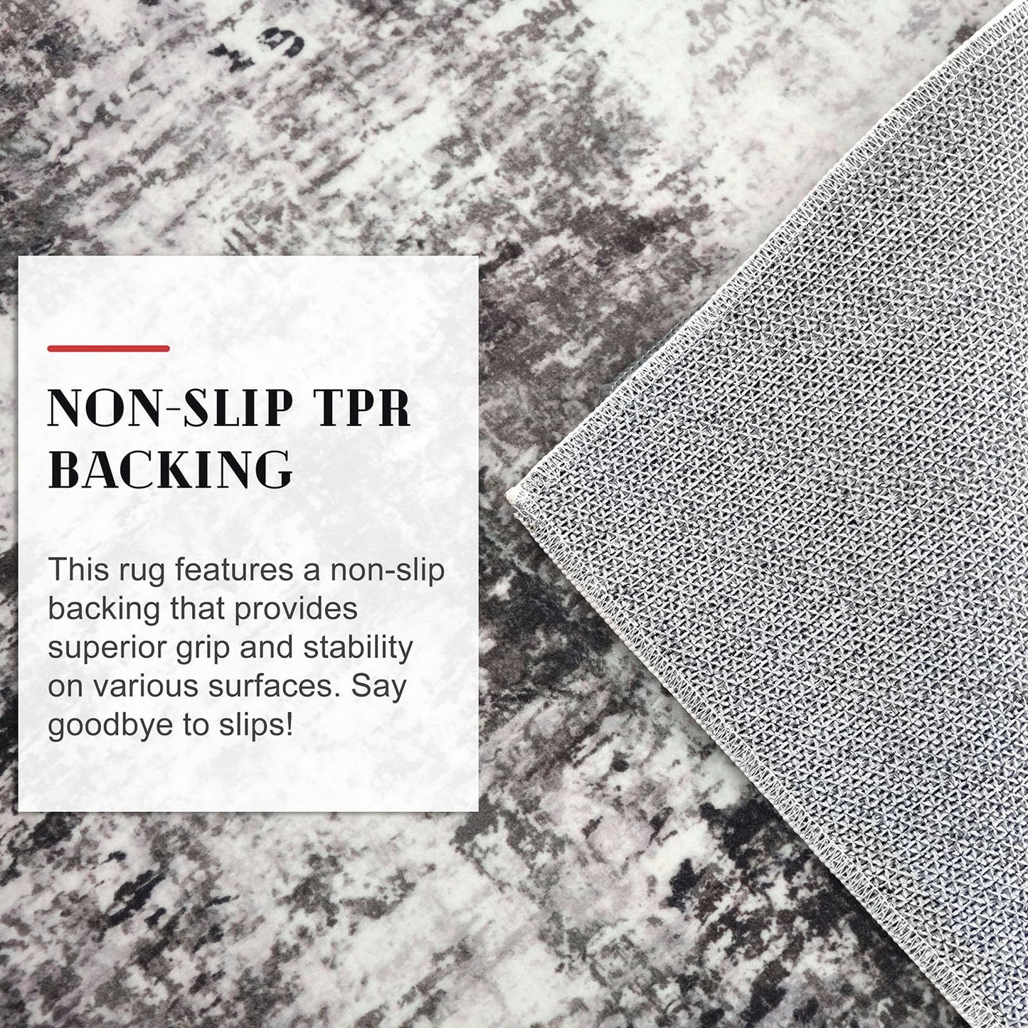 Lansny Modern Abstract Entryway Rug Indoor 2x3 Washable Non-Slip Soft Black Grey Small Area Rug Kitchen Mat Thin Print Faux Wool Floor Carpet for Entrance Bedroom Office