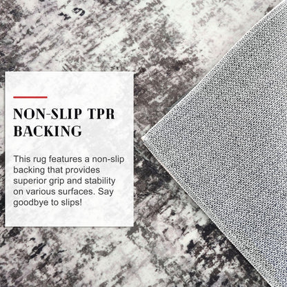 Lansny Modern Abstract Entryway Rug Indoor 2x3 Washable Non-Slip Soft Black Grey Small Area Rug Kitchen Mat Thin Print Faux Wool Floor Carpet for Entrance Bedroom Office