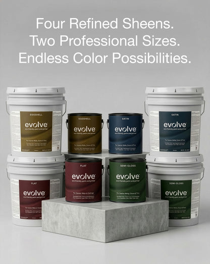 EVOLVE Interior Paint & Primer, Satin (Metropolitan Gray), 5 Gallon – Available in 50+ Colors, One-Coat Coverage, Excellent Hide, Low VOC, Low Odor, Washable Interior Paint