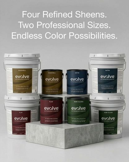 EVOLVE Interior Paint & Primer, Satin (Alpine Cream), 5 Gallon – Available in 50+ Colors, One-Coat Coverage, Excellent Hide, Low VOC, Low Odor, Washable Interior Paint