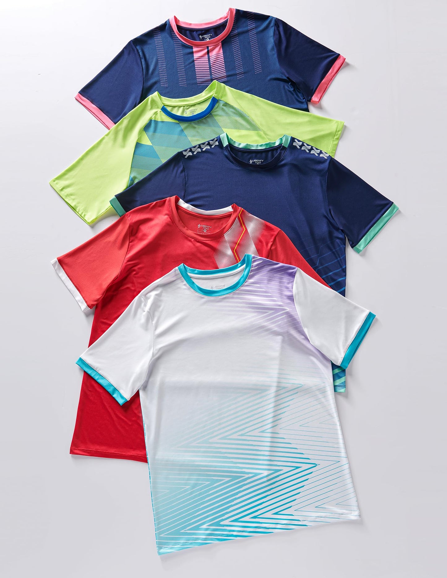5 Pack Men’s Active Quick Dry Crew Neck T Shirts | Athletic Running Gym Workout Short Sleeve Tee Tops Bulk (Set 13, XX-Large)