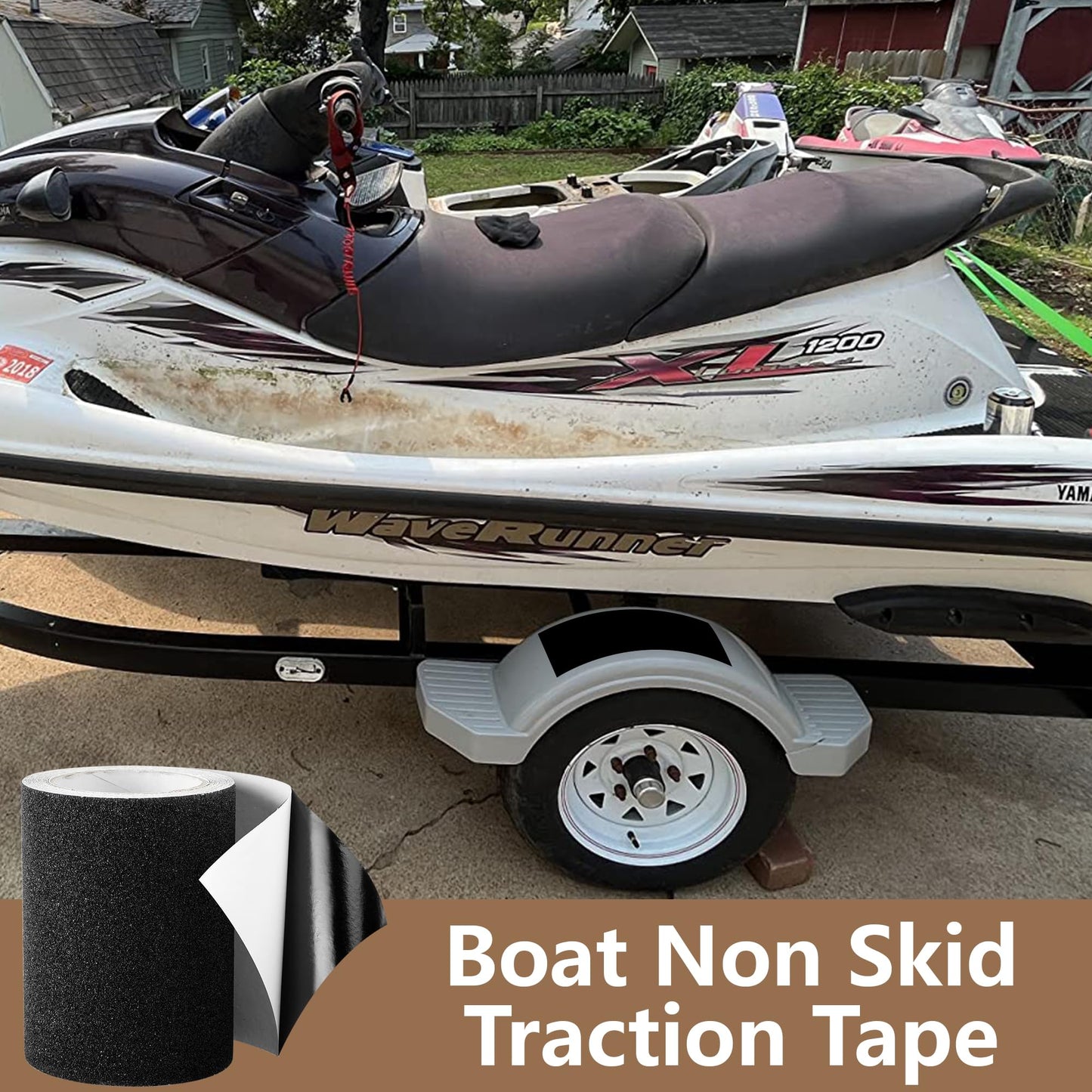 Shupakul 16.4Ft x 6In Marine Boat Non-Skid Traction Tape-Boat Anti Slip Adhesive Tape-Black Anti Slip Traction Tape for Boat Trailer Fenders Steps