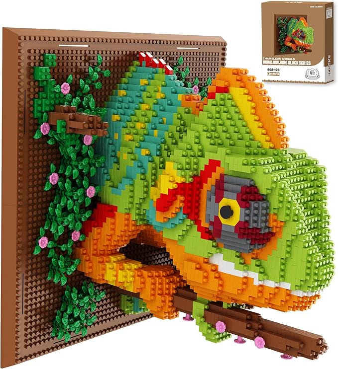 Loyratche Chameleon Animal 3D Wall Art Micro Mini Building Blocks Set Unique Home Wall Decor or Table Display Ideal Birthday Toy for Adults
