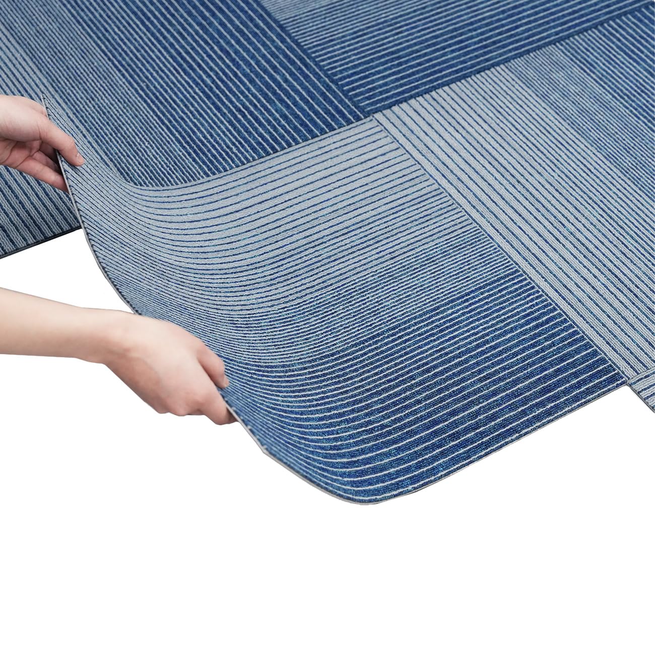 16 Tiles Carpet Squares 20" x 20" PVC Carpet Tile, 0.13" Pile Height (43 sqft/Carton) Blue for Home Office, Living Room, Bedroom