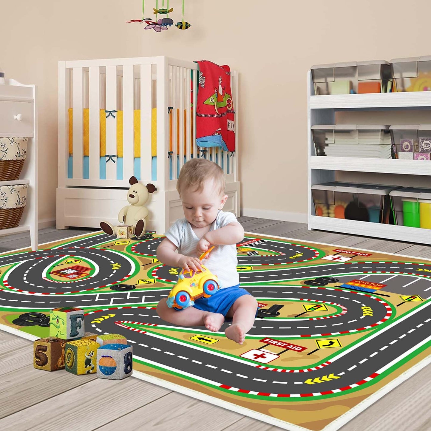 Lukhevev 31"x47" Kids Rug Play Mat Soft & Non-Slip Car Rugs City Map Play MatCar Rugs for Kids Toy Cars Race Track for Classroom Rug，Play Learn and Have Fun Safely