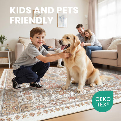 zesthome 10x14 Area Rugs,Stain Resistant Washable Rug,Ultra-Thin Rugs for Living Room,Bedroom,Non-Slip Backing Home Decor Large Area Rug (Orange,10'x14')
