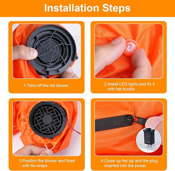12V 1.2A Replacement Air Blower Fan for 5-12FT Halloween Christmas Inflatables with 1.5A Adapter 5 LED Light Fans Outdoor Blow Up Motor Replacement Fan Blower Parts for Inflatables Yard Decorations