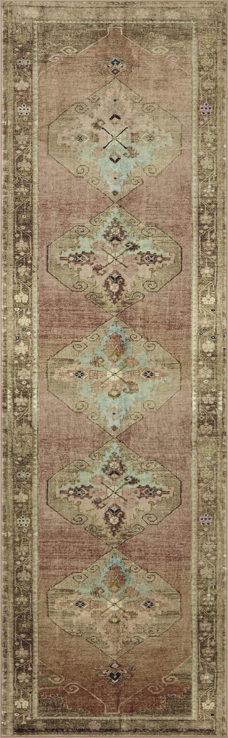 Loloi Magnolia Home by Joanna Gaines Sinclair Collection SIN-06 Clay/Tobacco 5'-0" x 7'-0", .25" Pile Height, Machine Washable, Area Rug