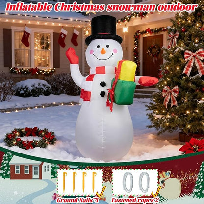 5FT Christmas Inflatables Snowman Blow Ups Christmas Decorations Outdoor with Colorful LED Lights for Indoor Outdoor Garden Yard Holiday Xmas Party