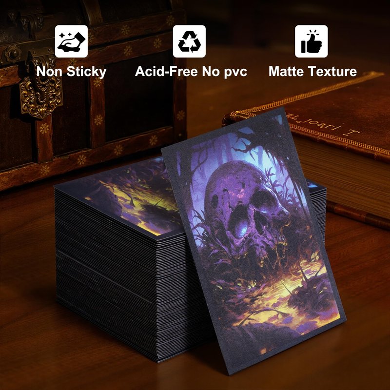 Kabinka MTG Card Sleeves - 100 Standard Size Pack Clear Front & Matte Finish Back with Skull, Premium Sleeves for Magic The Gathering TCG