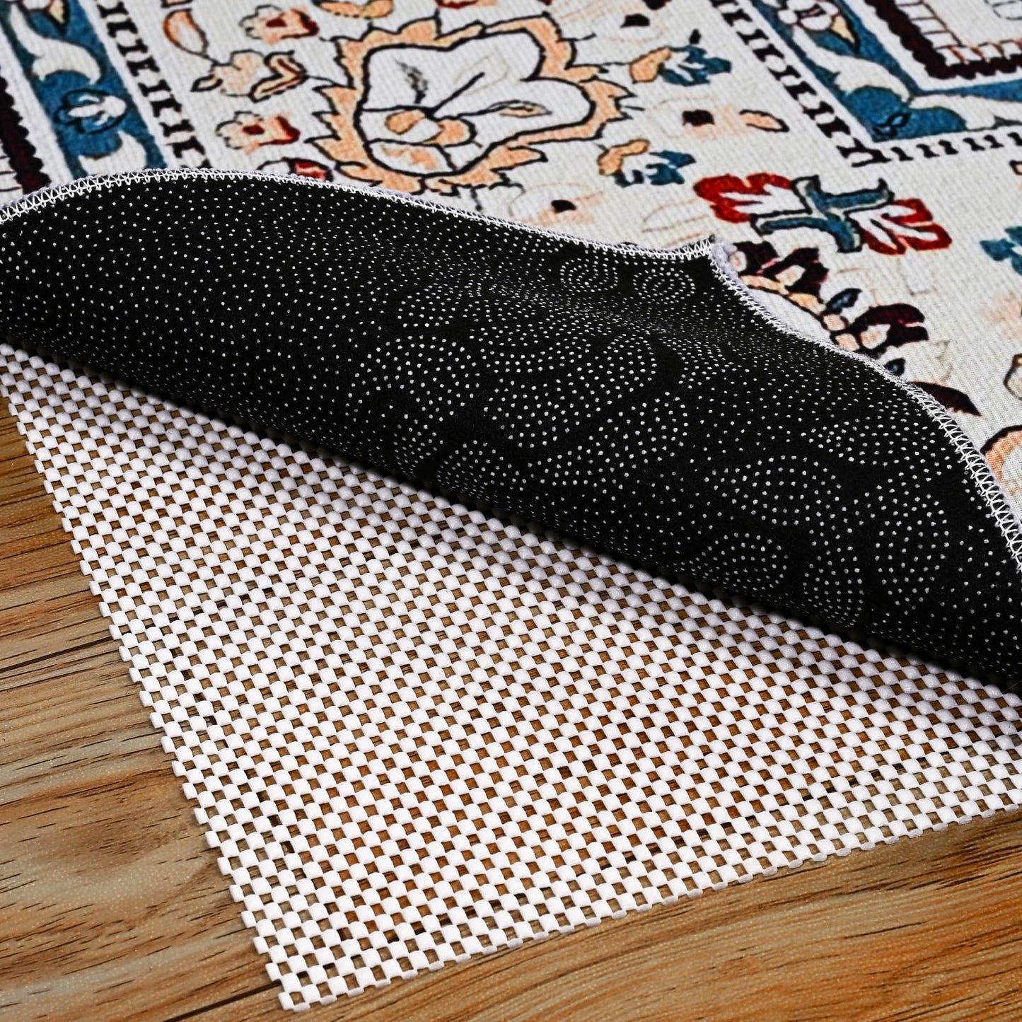 Non Slip Rug Pad Gripper 6X9 FT for Hardwood Floors, Eco-Friendly Anti Skid Mat Under Area Rugs, Keeps Rugs Safe and Flat, Odorless Cushioned Pad for Floor Protection, Easy to Trim Multi-Use Mat