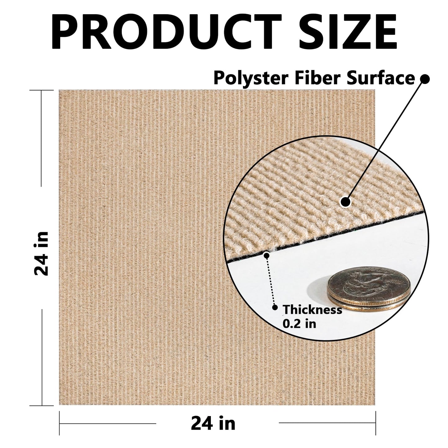 CUCOS Carpet Tiles 24" x 24" Peel and Stick, Self Adhesive Square Carpet with Soft pad, Non-Slip Carpet Floor Tiles Easy DIY for Bedroom,Living Room 10 PCS