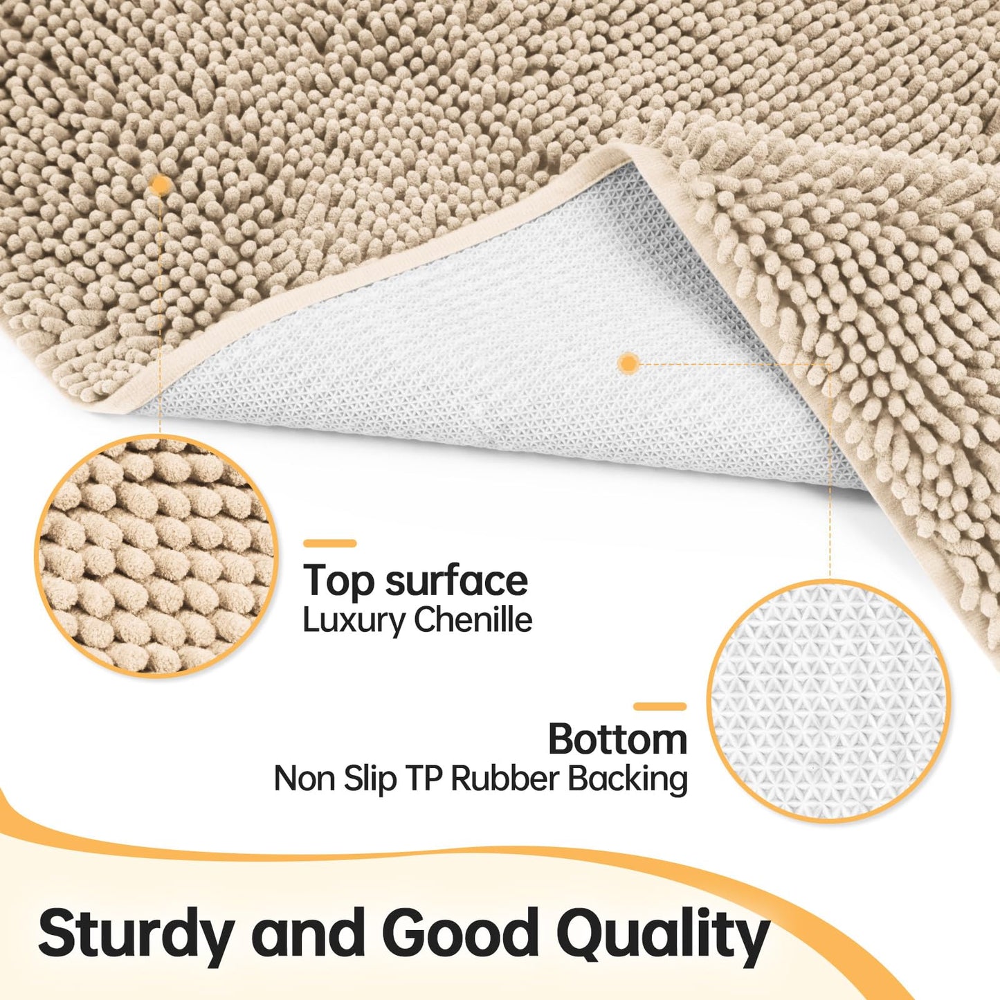 HOMEK Absorbent Dog Door Mat for Muddy Paws, 60" x 24" Chenille Indoor Mats for Entryway, Trap Dirt Front Door Mat Indoor Entrance Washable Non Slip Soft Beige