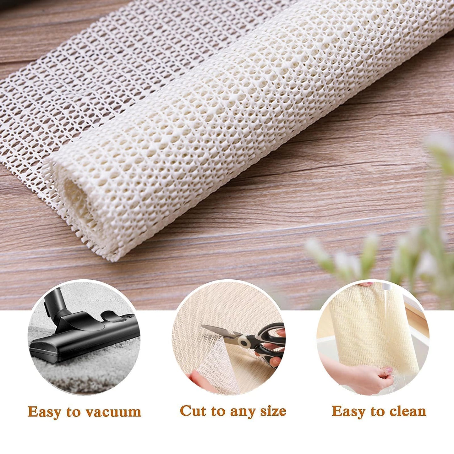 Non SlipGripper Pad for Hardwood Floors, Area Rug Pads for Tile Floor, Under Carpet Anti Skid Mat, Keep Your Rug Safe in Place,Can be Cut to Any Size (White, 79x55inch)