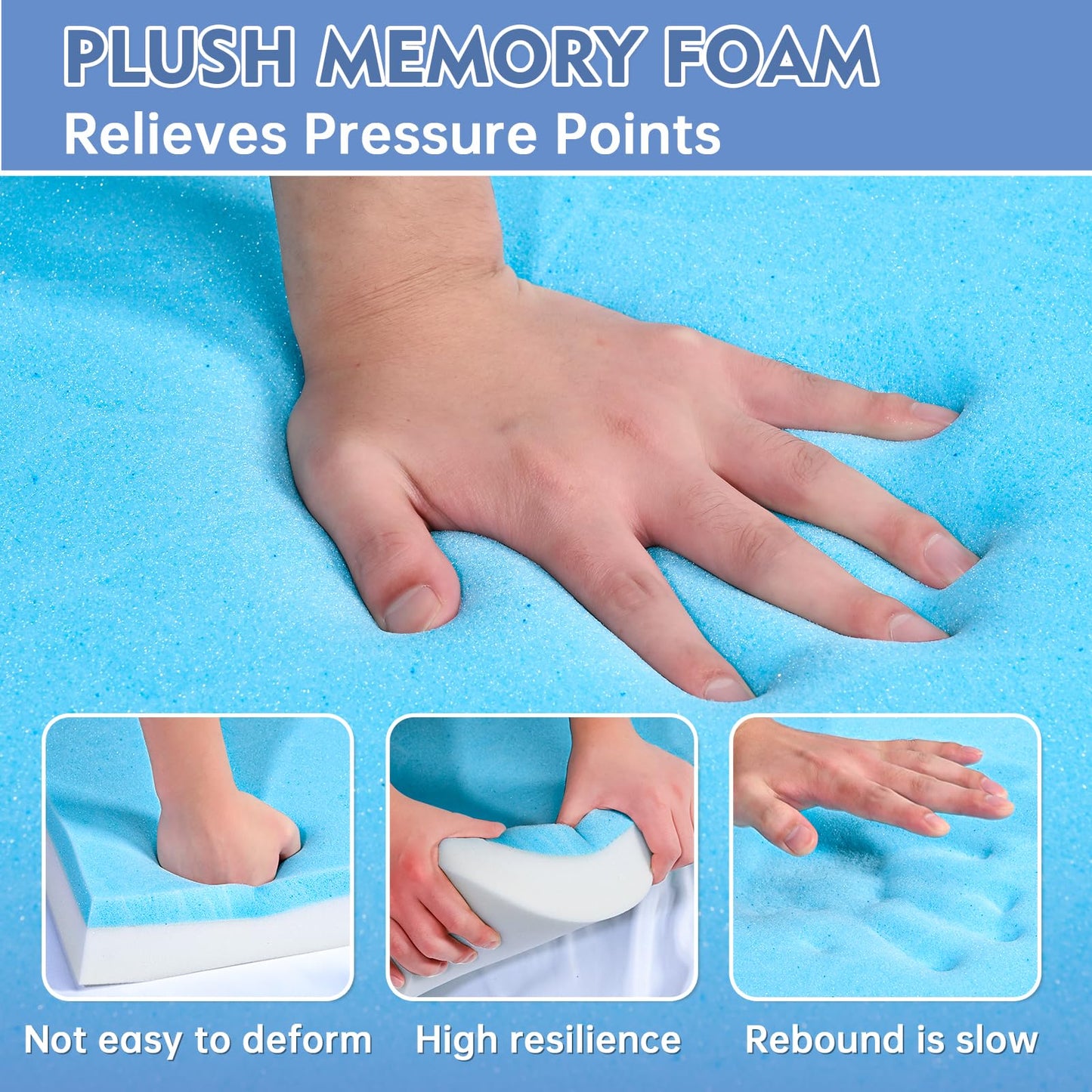Upholstery Foam, 72" x 24" x 1" High Density Gel Memory Foam Padding Couch Cushion Support, Cut to Size Foam Replacement Pad for Sofa Sag Support