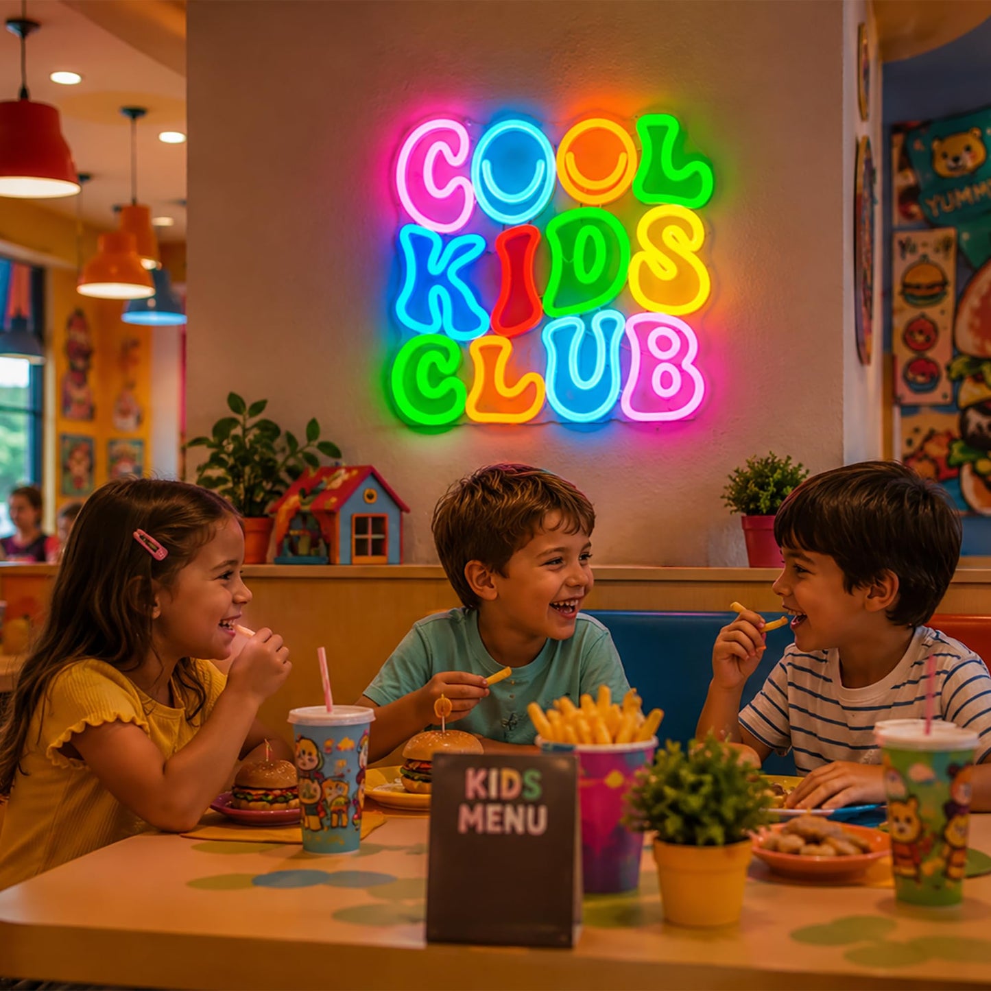 Whfobfe Pink&Green Neon Sign Led Neon Lights Signs for Wall Decor USB Powered Led Signs for Room Decoration-Cool Kids Club