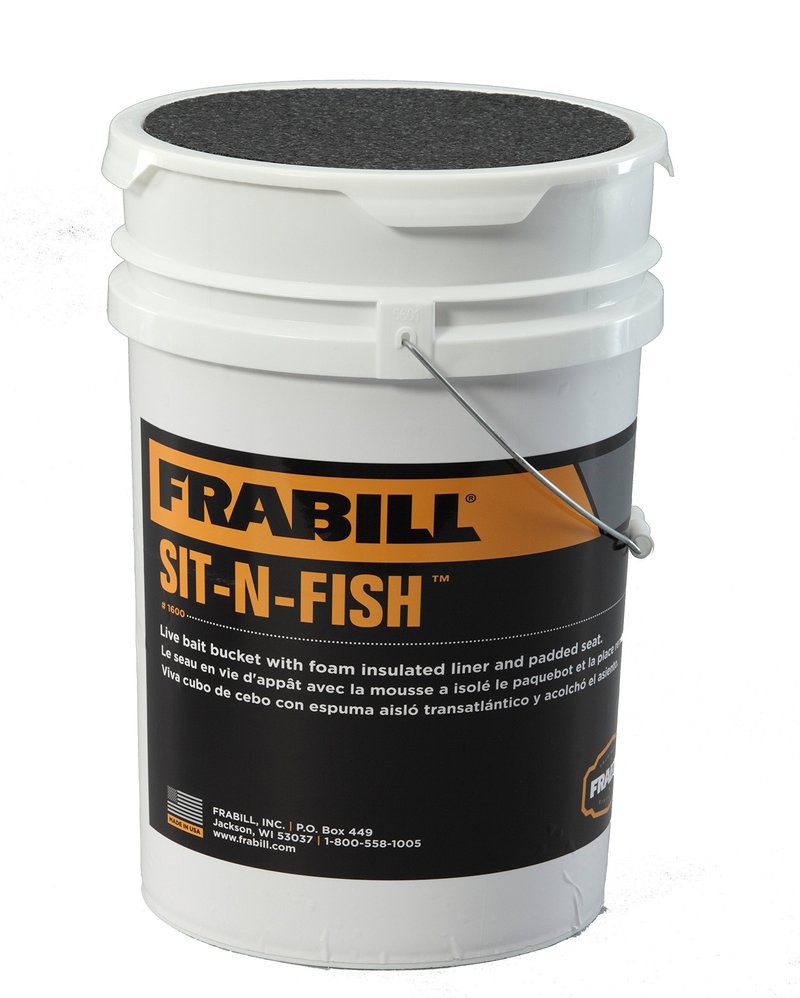 Frabill Sit-N-Fish | Insulated Bait Bucket with Convenient Padded Cushioned Lid for Comfortable Seating Option