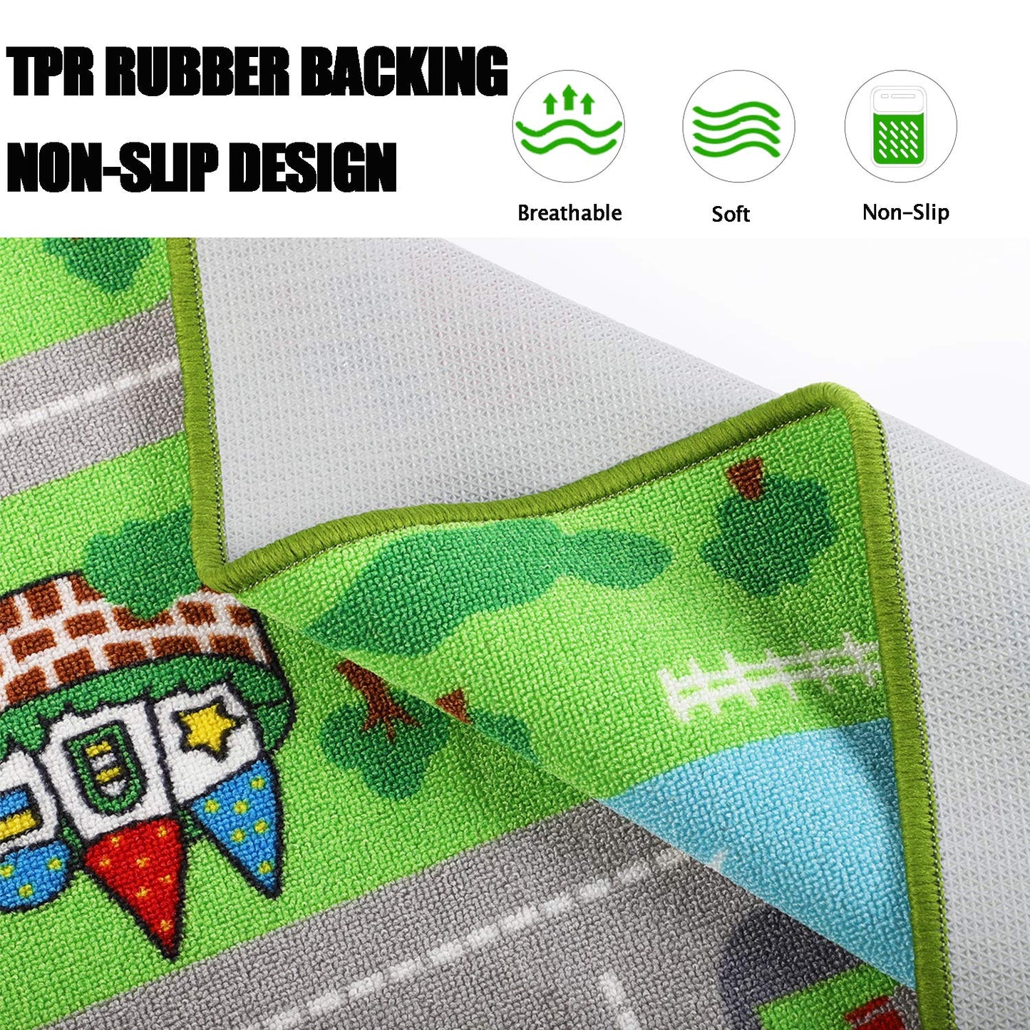 Capslpad Kids Educational Play Rug - 6.6' x 5' Traffic Road Car Mat Learning Play Game Area Rug for Playroom, Living Room, Nursery Room Decor
