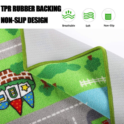 Capslpad Kids Educational Play Rug - 6.6' x 5' Traffic Road Car Mat Learning Play Game Area Rug for Playroom, Living Room, Nursery Room Decor