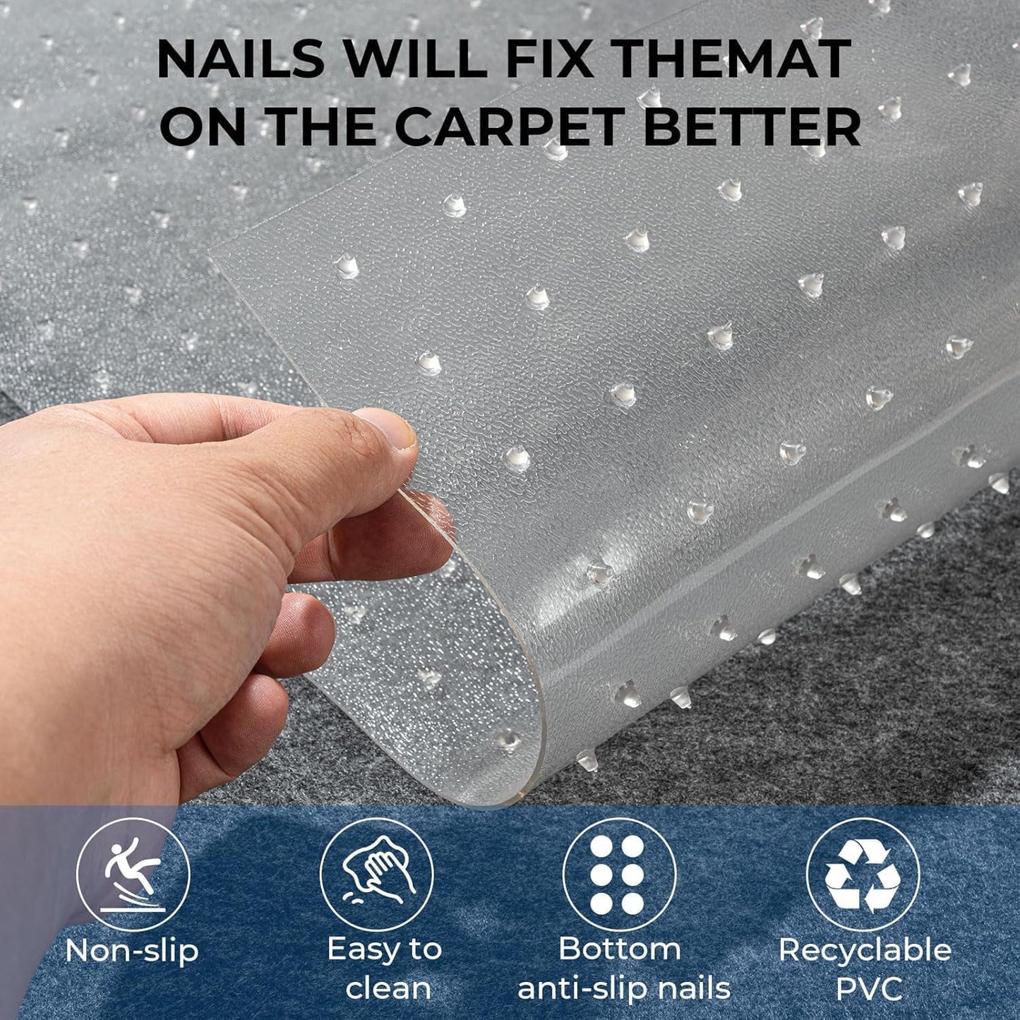 Pet Carpet Protector for Doorways - 14.9”x43.3” Clear Heavy-Duty PVC Scratch Guard | Waterproof, Non-Toxic, Cut-to-Fit Runner for Dogs & Cats (Stops Scratching, Stains) (Clear, 1 PC)