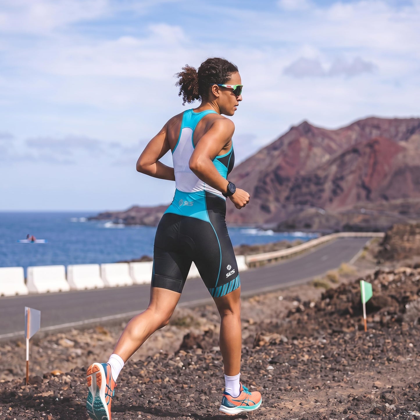 SLS3 Triathlon Suits Women – Sleeveless Trisuit Women - Premium FX Fabric, Tri Suit Womens Triathlon Suit, No Shelf Bra (Sky Blue, X-Small).