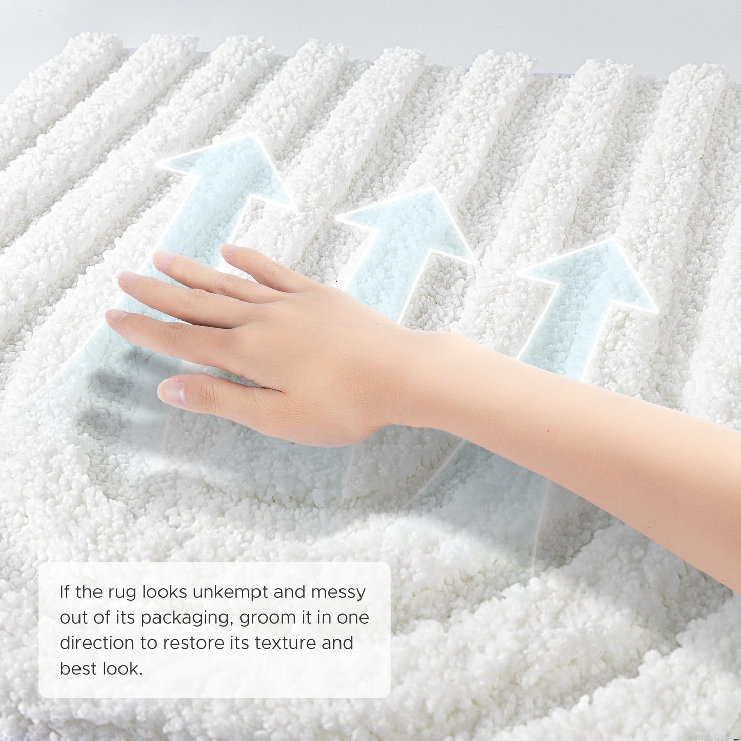 Sunlit 20"x30" Boho Decorative Textured Bathroom Rug Mat, Mid Century Modern Non-Slip Absorbent Soft Bath Mat, Organic Modern Floor Mat Dry Fast Machine Washable, White
