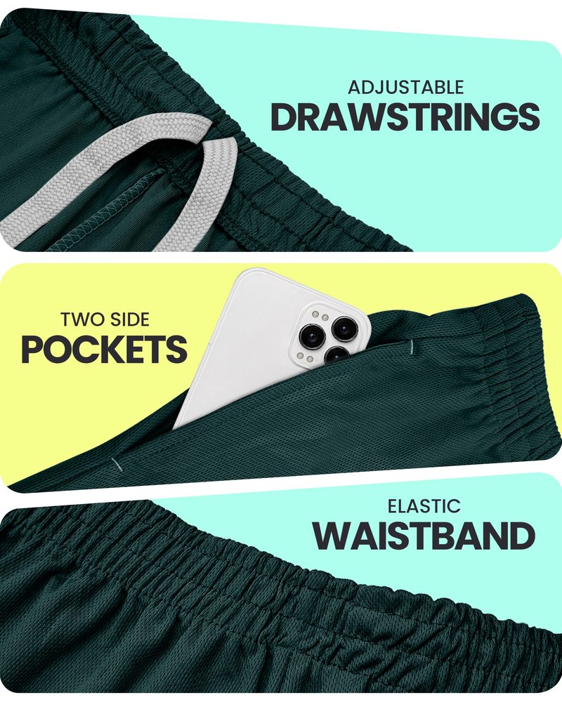 NY Threads Men's Athletic Shorts Quick Dry Loose-Fit Lightweight Running Workout Gym Shorts with Pockets, Small, Dark Green
