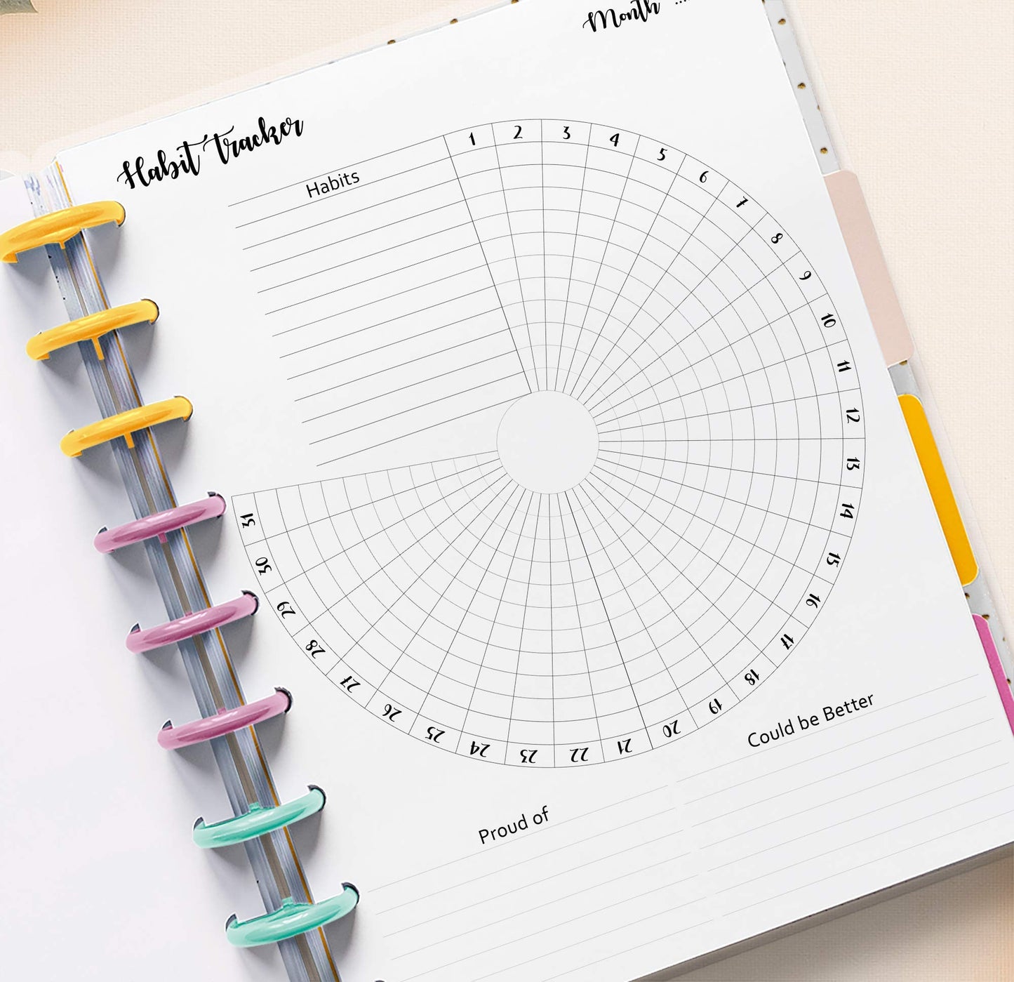 Habit Tracker Inserts for 11 Disc Big Planners, Habit Log, Resolution Tracker, Monthly Habit Planner for Letter Size Planners (11 Disc Big (8.5" x 11"))