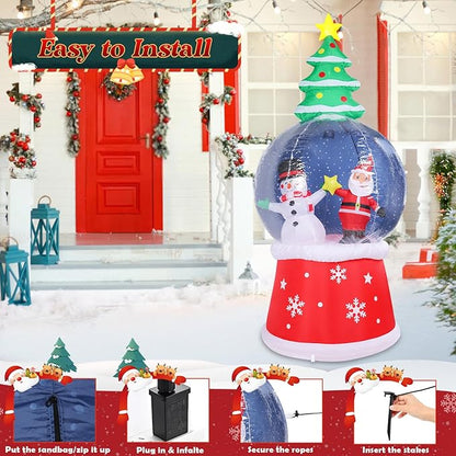 7.6 FT Christmas Inflatable Outdoor Decorations, Inflatable Snow Globe with Santa Claus and Snowman Built-in LED Lights Blow Up Yard Decorations for Holiday Indoor Outdoor Party Garden Lawn