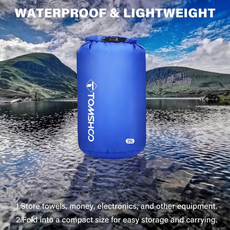 TOMSHOO Dry Bag 3-Pack/5-Pack, Lightweight Waterproof Bags Roll Top Sack Set Keeps Gear Dry for Hiking, Beach, Fishing, Kayaking, Boating, Swimming, Camping