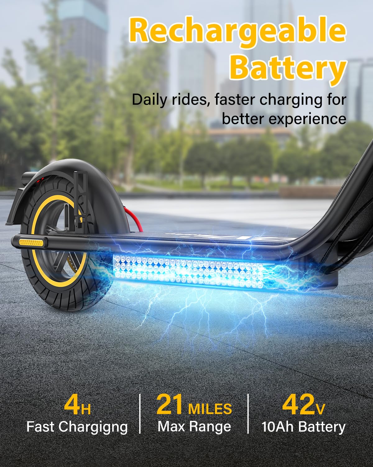 DXH Electric Scooter for Adult - 500W Motor, Max 21 Miles Long Range, 19Mph Top Speed, 10" Tires, Portable Folding Commuting Electric Scooter Adults with Dual Braking System and App Control