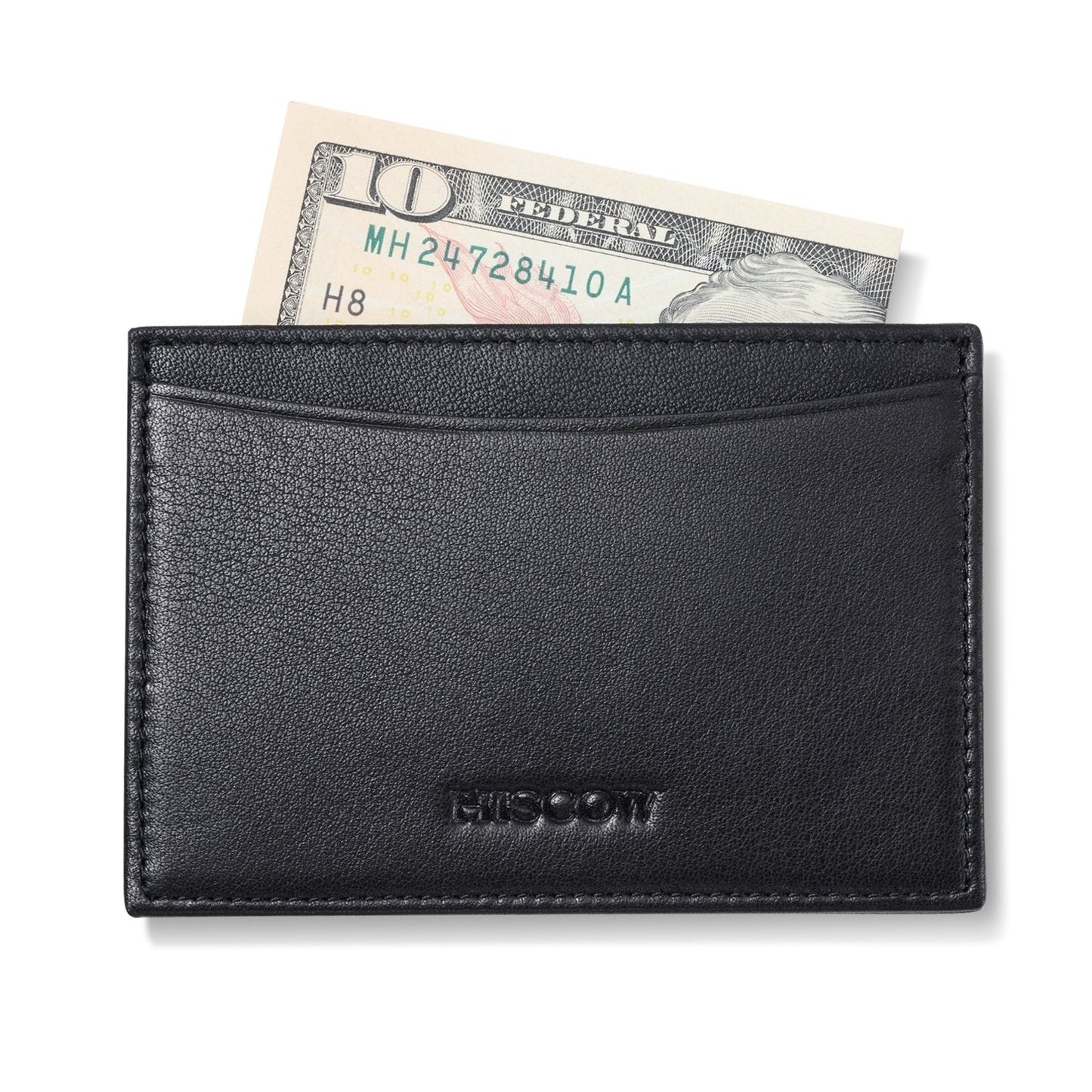 Leather Thin Card Holder, Slim ID Case Small Credit Card Wallet for Men & Women (Black)