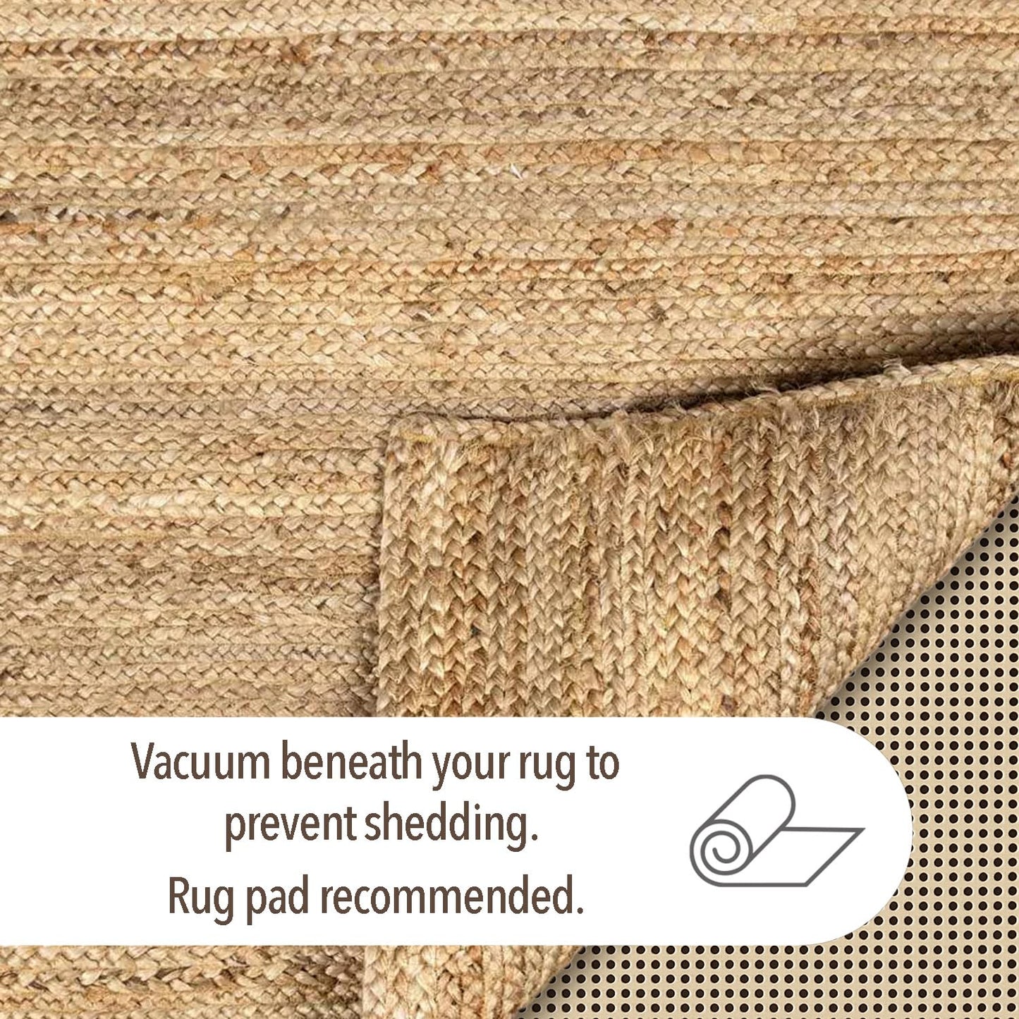 Chardin Home Hand Woven Natural Jute Braided Rug – 4x4 ft Scalloped rug| Rustic Boho Farmhouse Reversible Rug for Entryway, Front Door, Kitchen, Nursery, Dining Room, or Patio | Solid Natural jute Rug