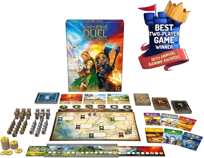 Asmodee The Lord of The Rings: Duel for Middle-Earth Board Game - Epic Strategy Game of Power and Conquest for Kids and Adults Ages 10+ 2 Players 30 Minute Playtime