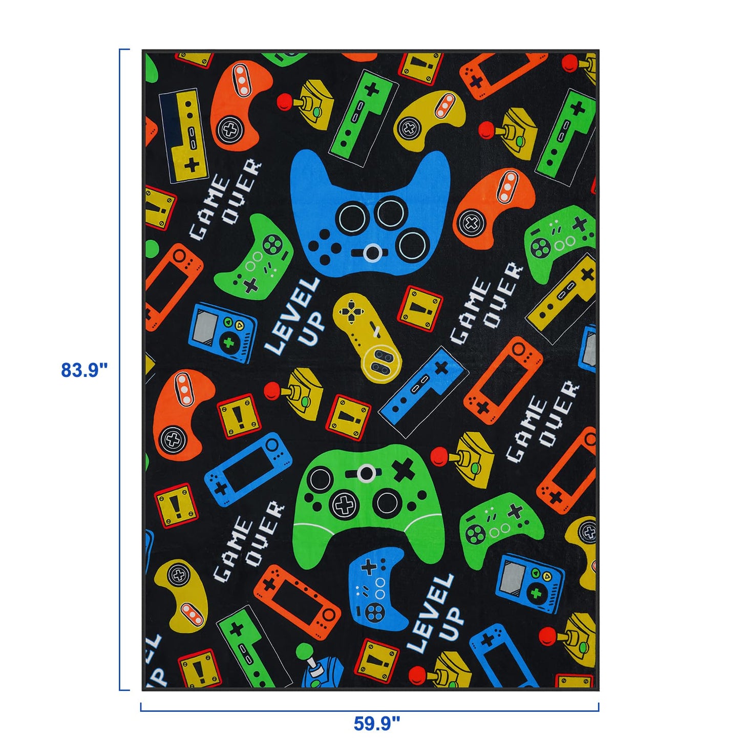 STARUIA Gamer Area Rug for Boys Room, 5x7 Washable Kids Rug for Boy Bedroom, Soft Black Cool Teens Video Games Console Carpet Kids Room Rugs for Game Room Playroom Living Room
