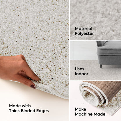 Furnish my Place Plush Solid Color Rug - Off White 3' x 4' Pet and Kids Friendly Rug. Made in USA Rectangle Area Rugs Great for Kids Pets Event Wedding DC-Off White-Rectangle-3'X4'