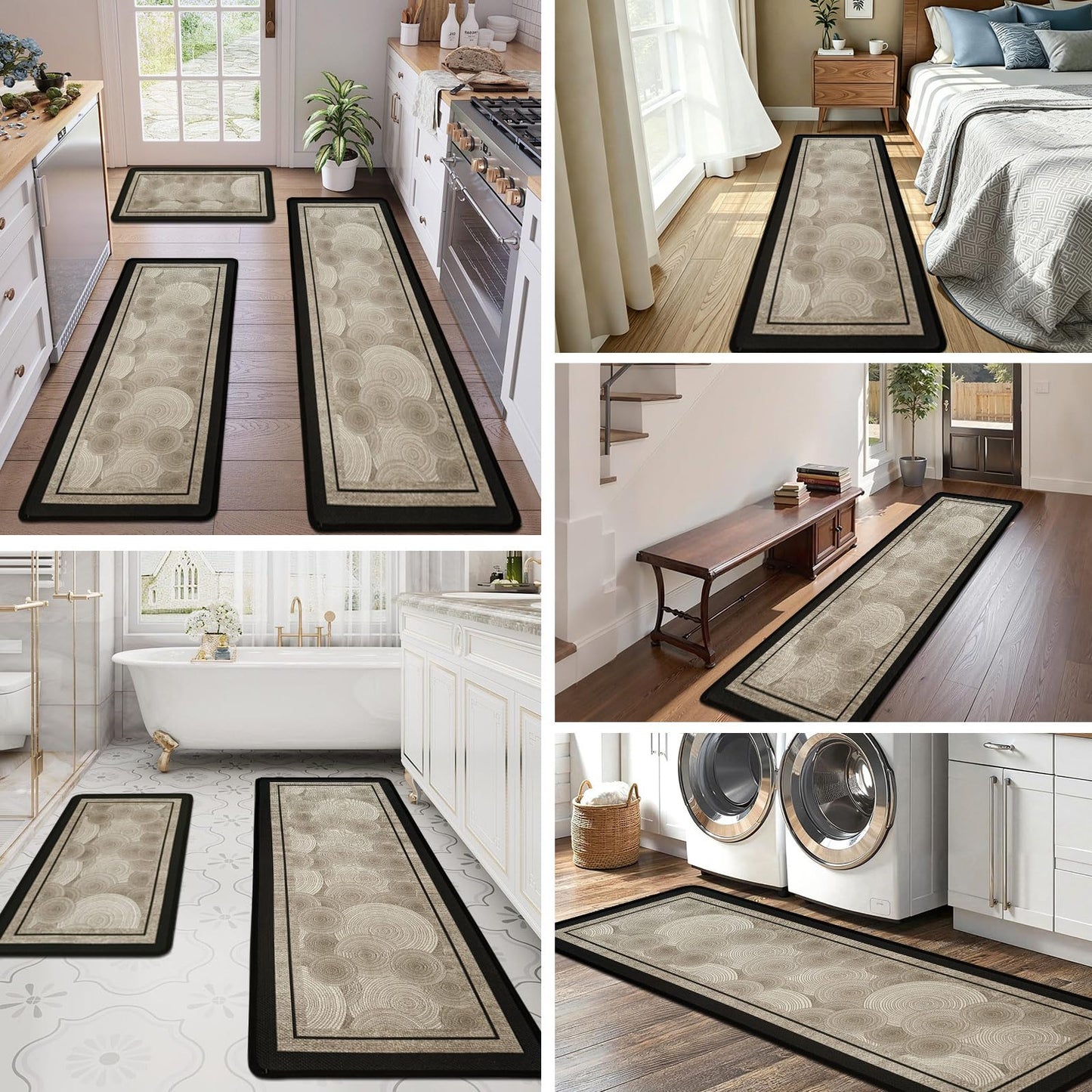 HAPACE Kitchen Mat Set of 2 PCS, Farmhouse Non Slip Kitchen Runner Rug, Boho Natural Woven Rugs Kitchen Floor Mat for Sink, Laundry, Entrance, Hallways, 17" x 30"+17" x 47"