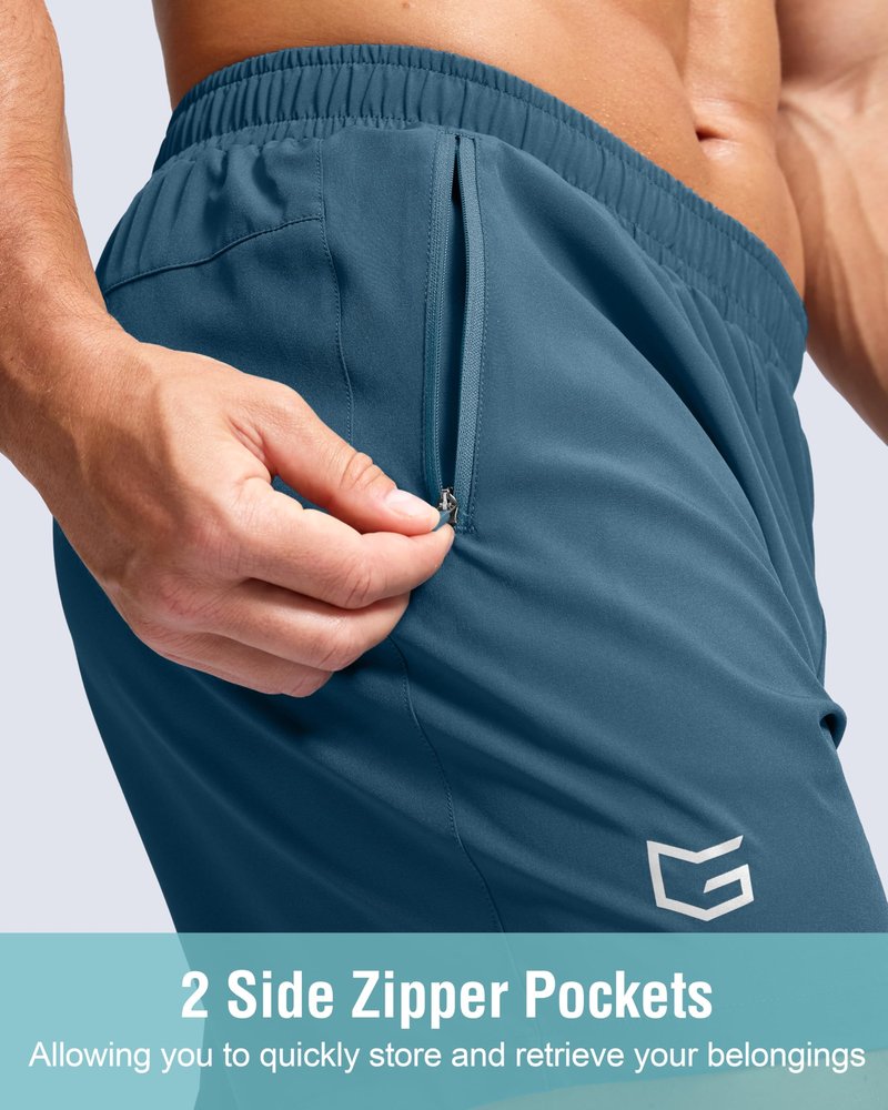 G Gradual Men's Athletic Running Shorts with Zipper Pockets Quick Dry 7"/ 5"/ 9" Workout Gym Shorts for Basketball Hiking(Dusty Blue,9XXXL)