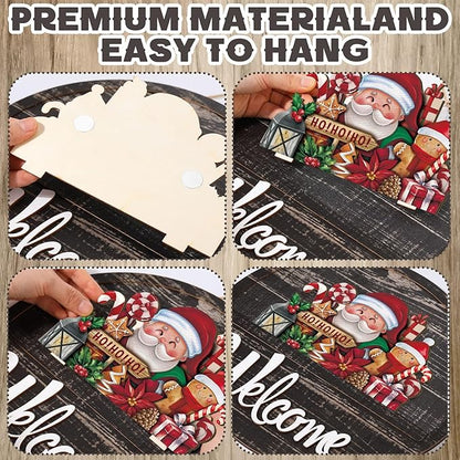 Yousoontic 17 Pcs 12 Inch Magnetic Welcome Door Sign Interchangeable Front Door Decor Rustic Fall Seasonal Hanging Sign Halloween Christmas Decor for Home Warming Gift(Stylish Color,Modern Welcome)