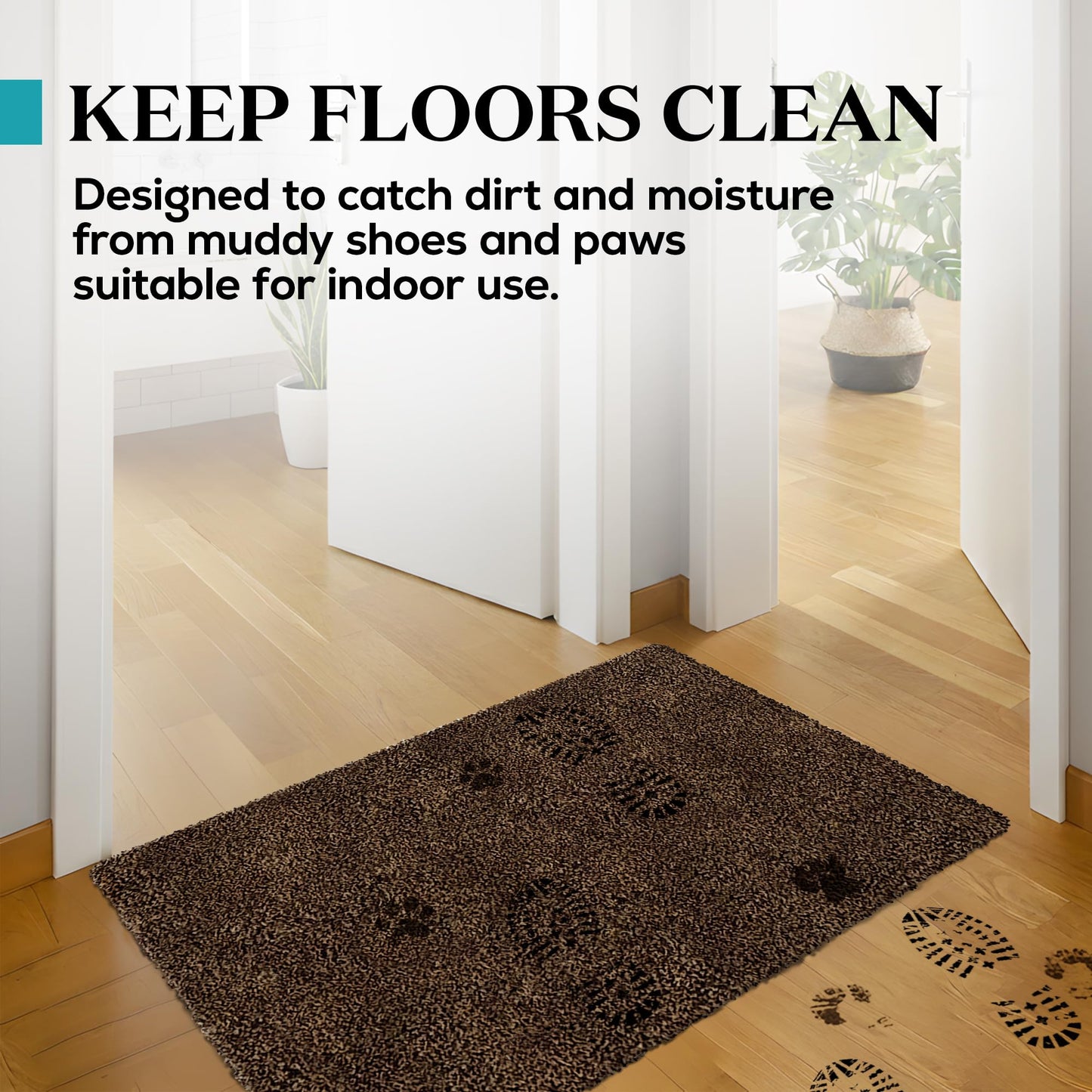 RugMast Premium Microfiber Indoor Door Mat – 20"x30" Washable Entry Mat, Non-Slip, Waterproof Backing, Super Absorbent, Low Profile Entryway Doormat for Indoor Entrance