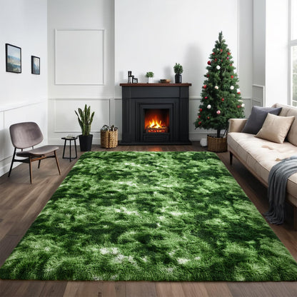 Larhom Nuttumico Fluffy Modern Area Rugs for Living Room Bedroom, 4x6 Feet Plush High Pile Dark Green Rug for Kids Girls Room Nursery Home Decor, Upgrade Non-Slip Girls Bedroom Soft Indoor Rug