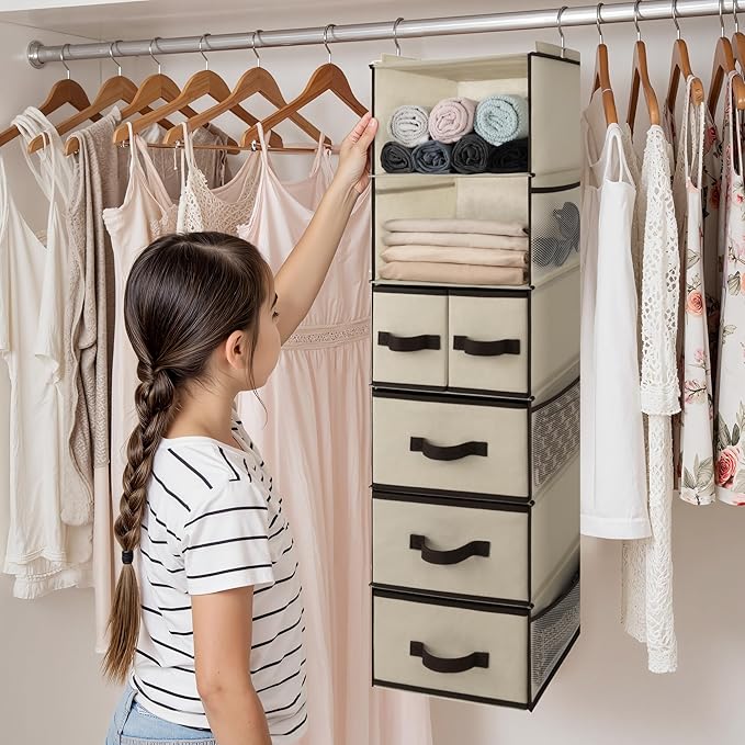 GRANNY SAYS Hanging Closet Organizers and Storage 6 Shelves, Closet Hanging