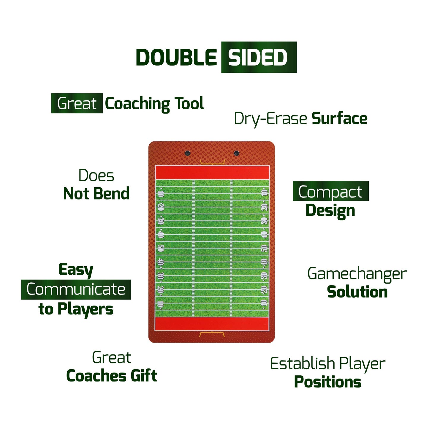 Coaches Dry Erase Clipboard – Double Sided Lineup Coach Whiteboard Bundled with Whistle and Dry Erase Markers – Coaching Equipment Playbook Board Gear - Great Tools for Coaching Tactics (Football)