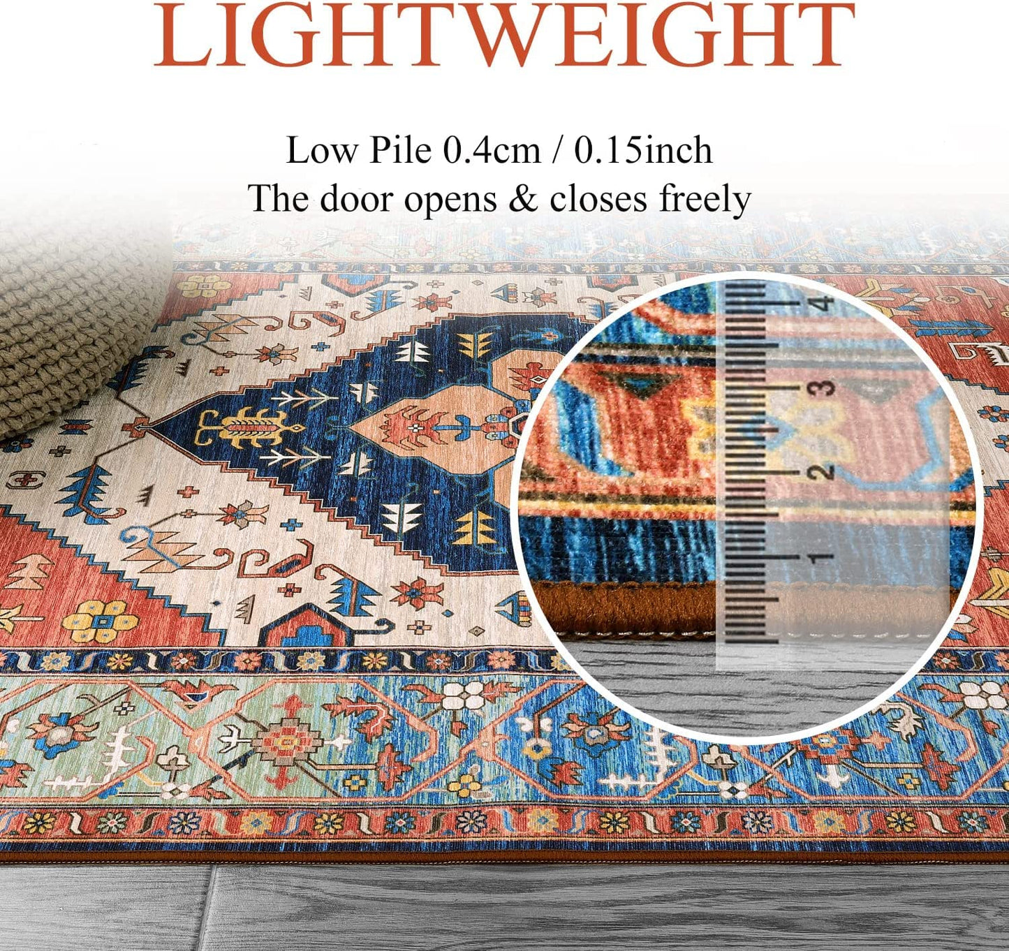 Lahome Boho Rugs for Living Room 4x6 Area Rug Machine Washable Bedroom Rugs Non-Slip Low-Pile Entryway Carpet Throw Oriental Distressed Kitchen Indoor Floor Carpet for Dining Room Bathroom Adelyn