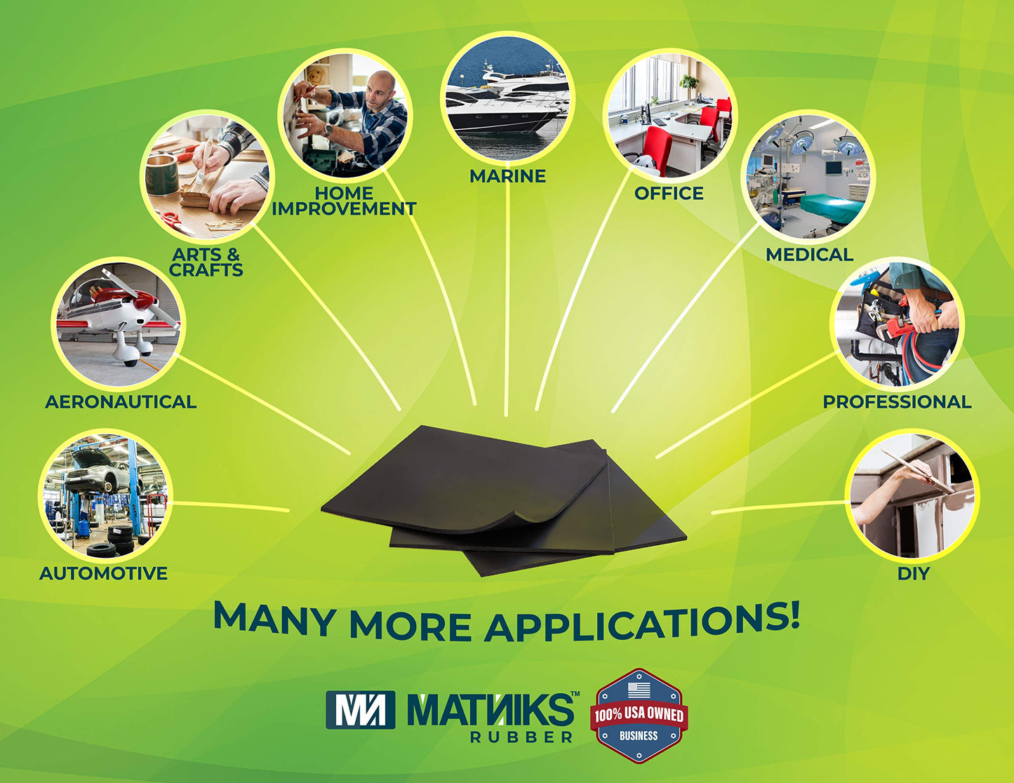 MATNIKS Neoprene Rubber Sheet, Heavy Duty, High Grade 60A, Black, 12x12-Inch by 1/16" (+/- 5%) for Plumbing, Gaskets DIY Material, Supports, Leveling, Sealing, Bumpers, Protection, Flooring
