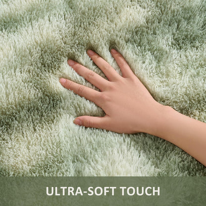 Ophanie Green and White Area Rugs for Living Room 5x7, Sage Green Fluffy Shag Large Fuzzy Plush Soft Carpets, Floor Shaggy Rugs for Bedroom, Carpet for Kids Girls Dorm Nursery Home Decor Aesthetic