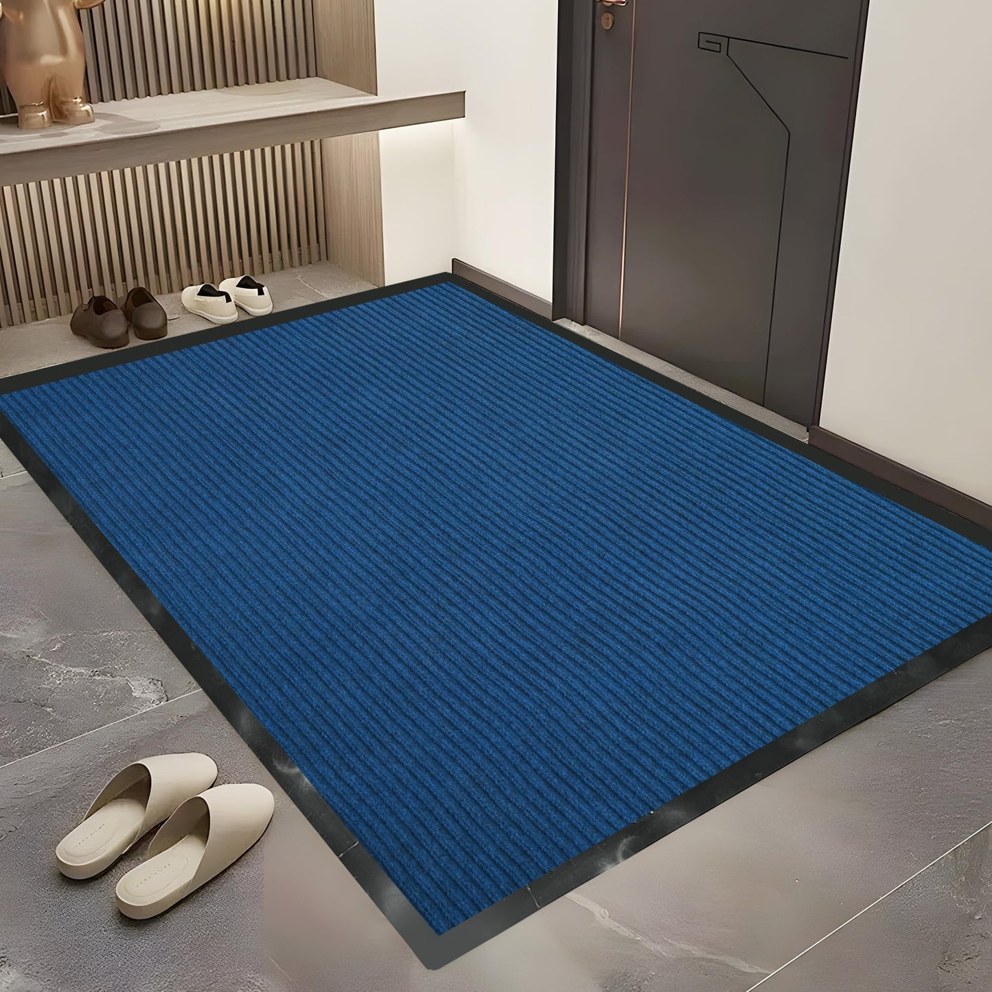 foriy 3x10ft Outdoor Floor Mat Commercial Runner Rug Heavy Duty Non Slip Entrance Rugs Indoor Outdoor Entryway Doormat with Rubber Back Waterproof Mat for Home Hotel Office (3'x10'Dark Blue)